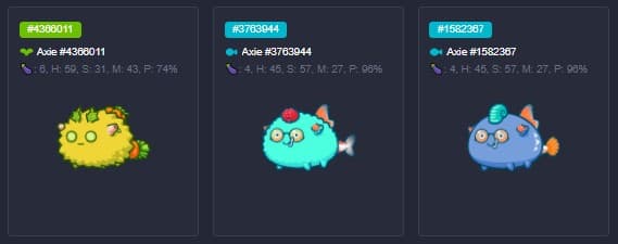 A mid-level Axie Team